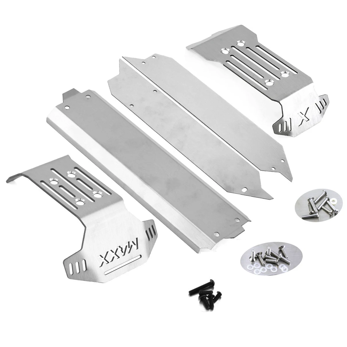 5-Pack Stainless Steel Front Rear Underbody Protection Plate Guard for TRAXXAS 1/10 MAXX V2.0 W/WIDEMAXX MONSTER