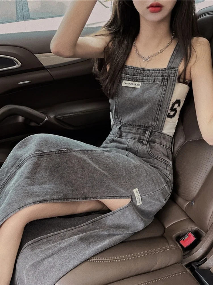 

Женское джинсовое платье Sli Hong Kong Sle Denim с высокой талией и асимметричным дизайном, летнее повседневное миди-платье для молодых женщин