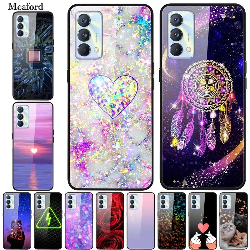 For Realme GT Master Case Cartoon Tempered Glass Back Cover Hard Case For Realme GT Master RMX3363 Capa Shockproof Funda Coque