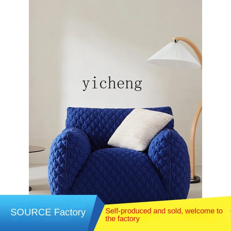 Zc Sofa Living Room Modern Simple Small Apartment Fabric Blue Fat Man Couch