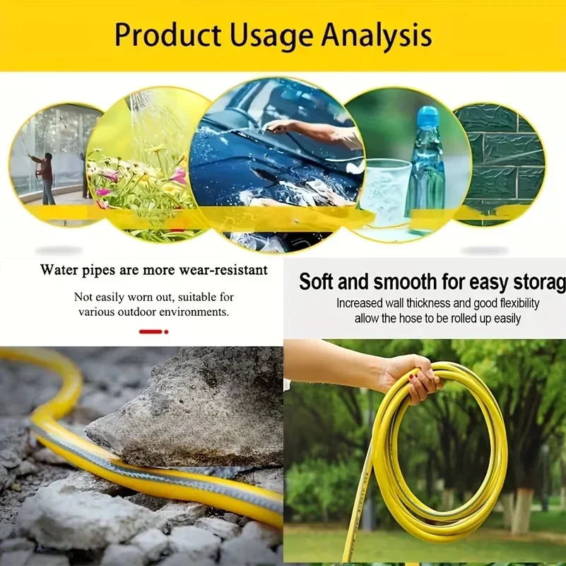 5/10/20m Heavy-Duty Rubber Garden Hose - Scratch & Wear Resistant, Leak-Proof, All-Season for Home, Balcony & Car Washing