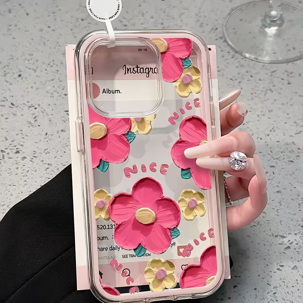 Ölgemälde-Blumenmuster Klare Handyhülle für iPhone 17 13 16 15 11 12 14 Pro Max 17 Air XR X Hülle Silikon Stoßfeste Abdeckung – Detail 1