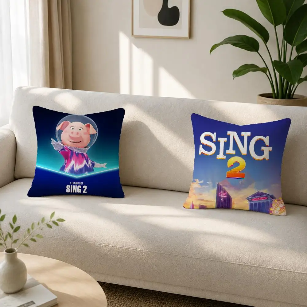 Movie Sing 2 Cushion Cover Soft Plush Cushion Covers Fluffy Throw Pillow Cases for Sofa Bedroom Home Decor
