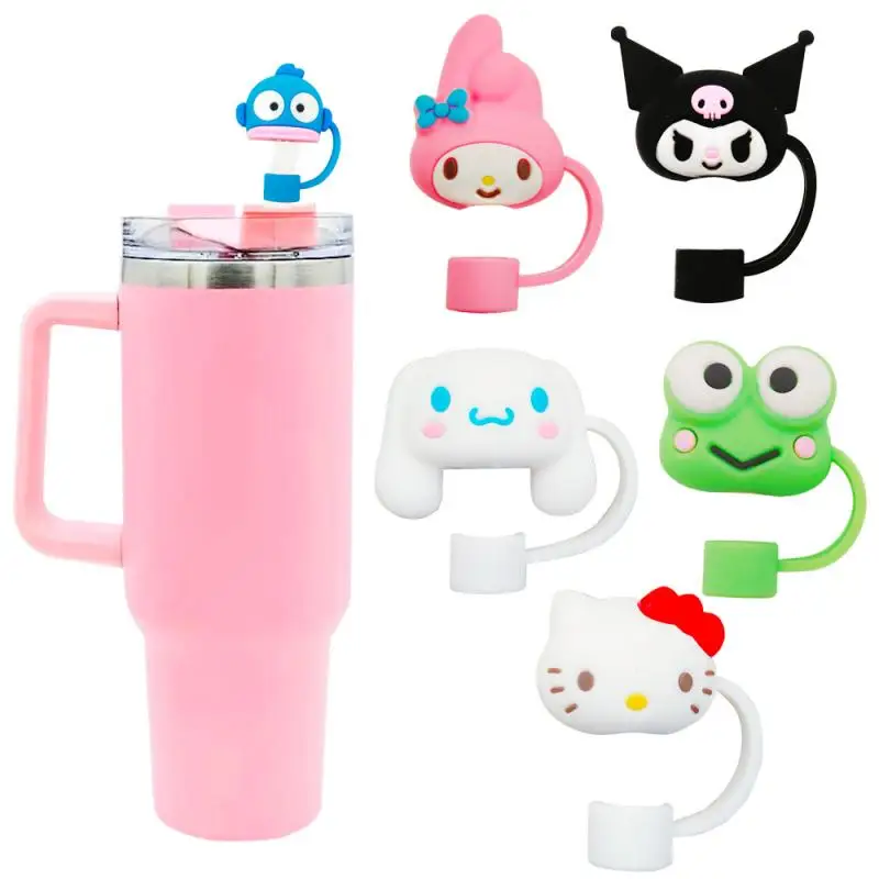 Słomkowy kapelusz Sanrio Kawaii Kuromi moja melodia Cinnamoroll Hello Kitty słomkowy pokrowiec osłona przeciwkurzowa uroczy akcesoria do kubków