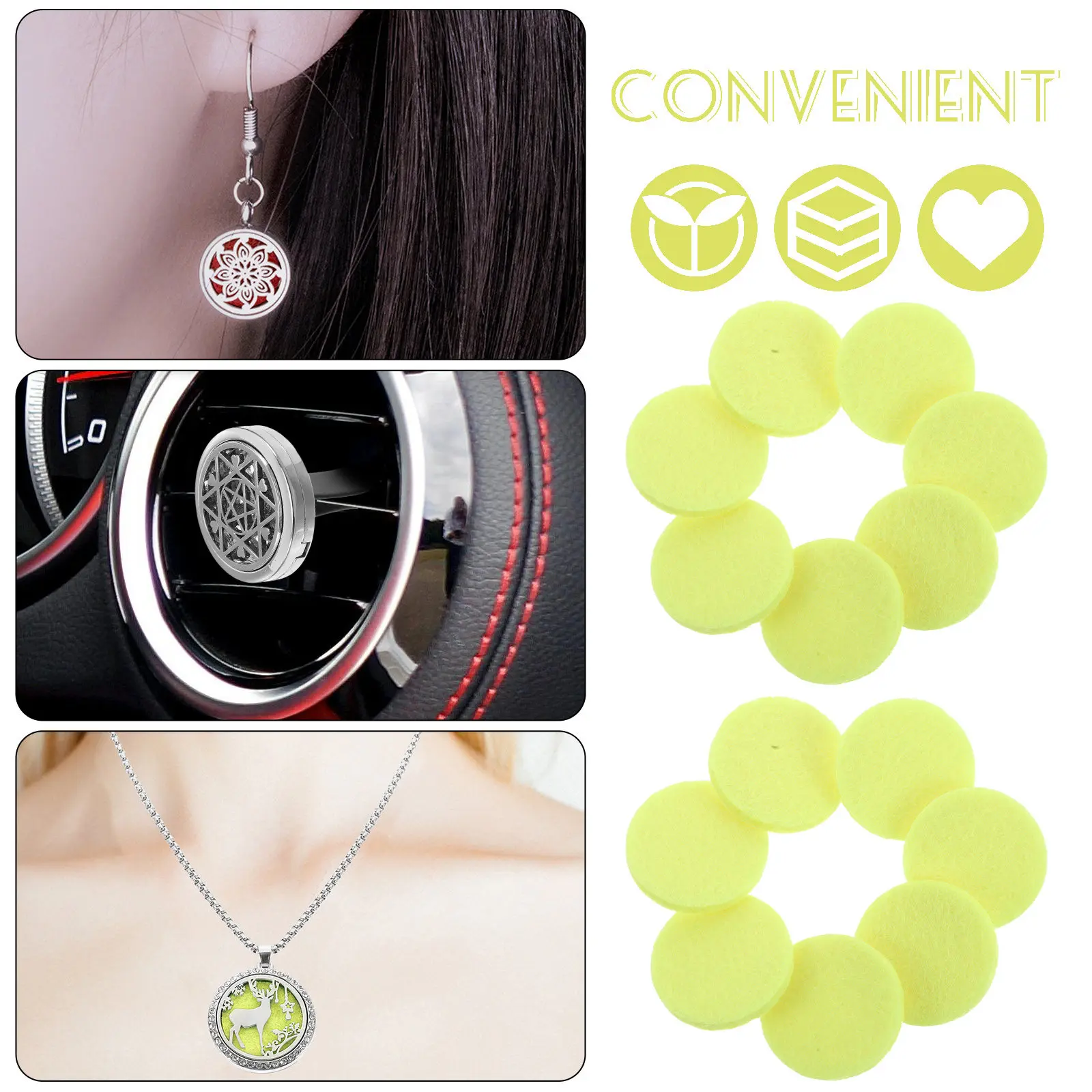 300Pcs 30Mm Car Diffuser Refill Pads Round Absorbent Aroma Pads for Essential Oil Necklaces Bracelets and Auto Vent Clips Air