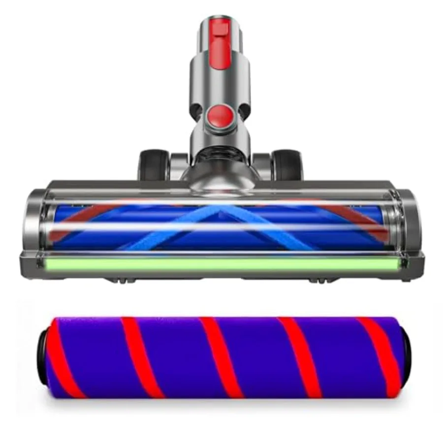 2 Replacement Vacuum Cleaner Heads for Dyson V7/V8/V10/V11/V15 Anti-Tangle Motor-Driven Brush Roll with LED Light Dust Detectio