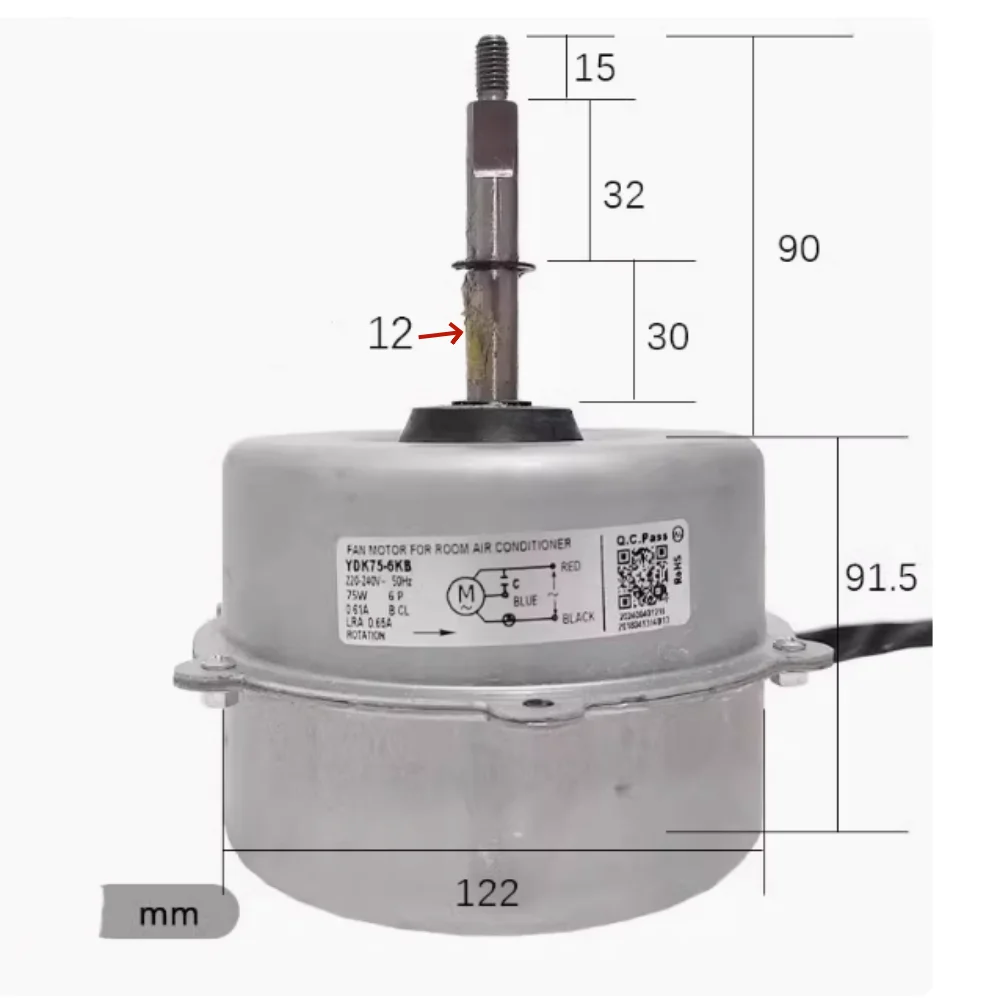 Novo para midea ar condicionado unidade externa ventilador de refrigeração motor YDK75-6KB único motor assíncrono YDK70-6 acessórios
