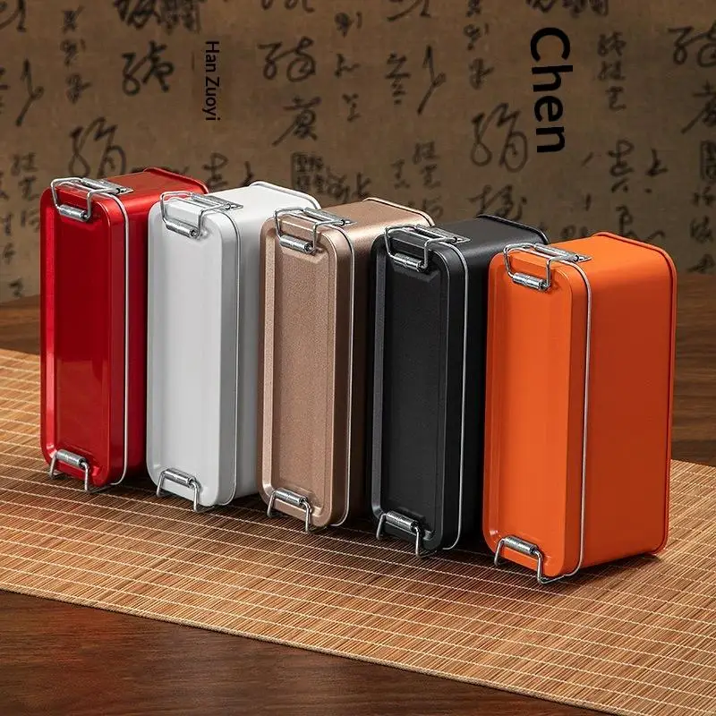 1pcs High-Quality Rectangular Metal Tin With Lid Storage Box Tea Tin Food-Grade Packaging Box For Cakes Cookies Food Items