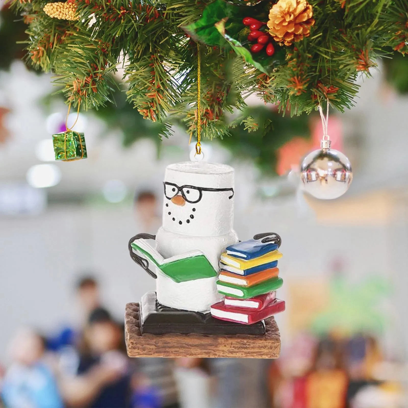 Book Lover Fun Reading Christmas Book Acrylic Ornament Merry Christmas New Year 2023