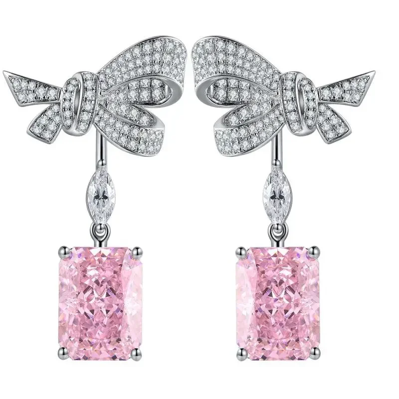 

Pirmiana 2023 Hot Sale S925 Earrings Pink Radiant 5.0ct/2pcs Pair Simulated Diamond Wemon Jewelry