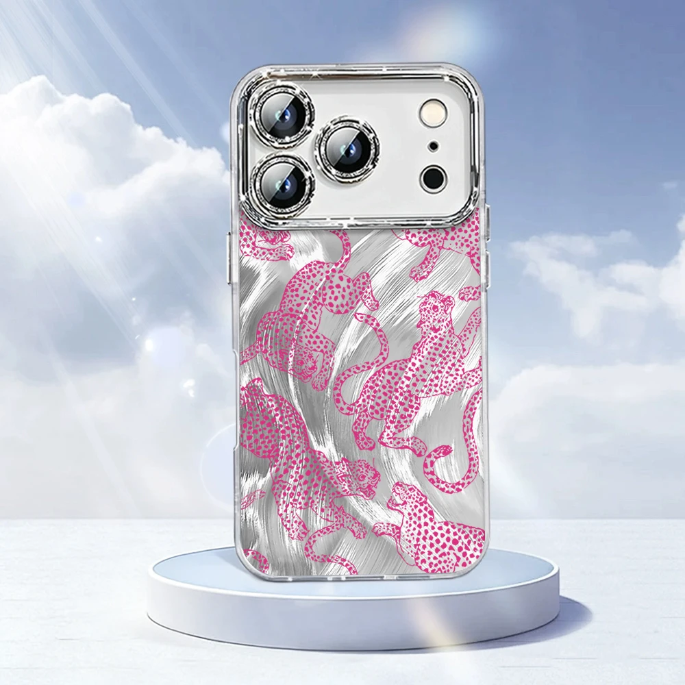 Luxuriöse Leopardenmuster-INS-Hüllen für iPhone 15 16 17 14 Pro Max Plus, iPhone 13 12 11 7 8 XS XR, mit plattierter Linsenschutzfolie. – Detail 9