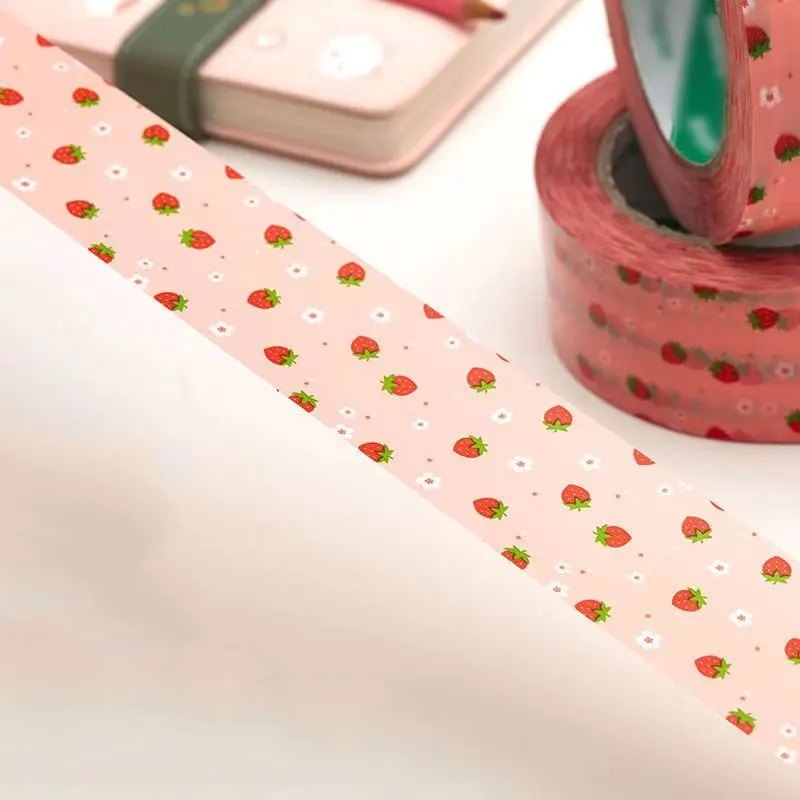 Fita de Embalagem e Vedação, Cor Rosa, Fita de Morango, Papel Adesivo, Escritório Escolar e Suprimentos do Lar, Largo, 4,5 cm, 1 Rolo