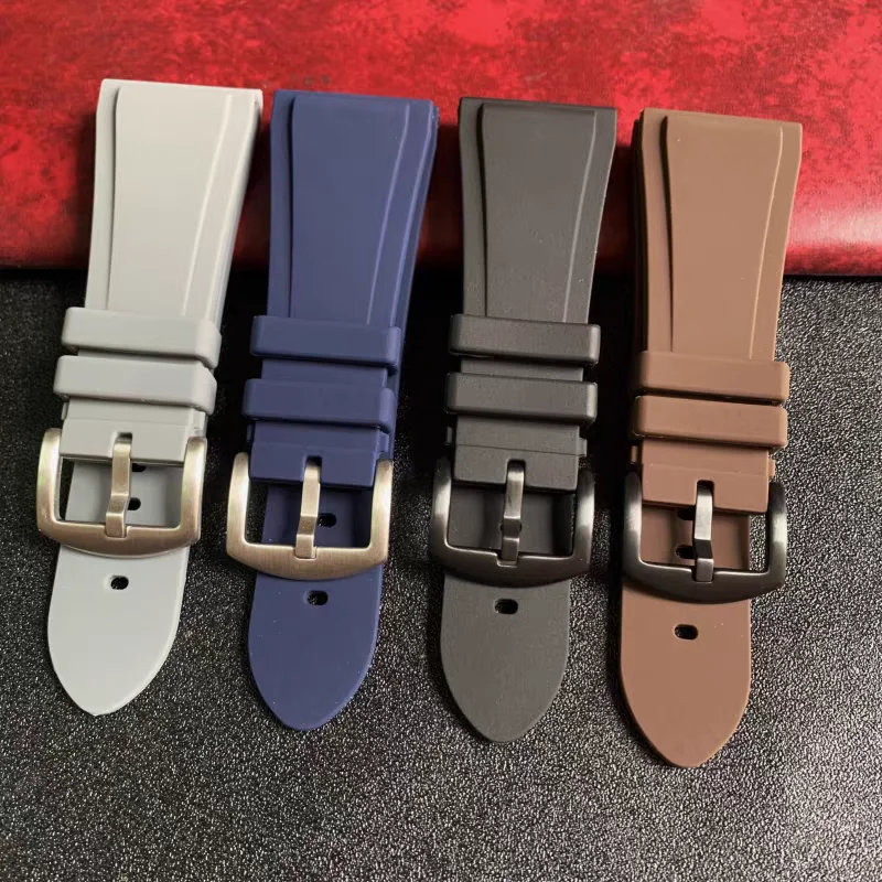 For Bulgari Octo 101964 Thick Fluoroelastomer Strap 30mm Dust-Repellent Watch Band Waterproof Replacement Wristband Black Blue
