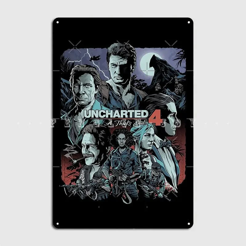 Uncharted 4 Metal Sign Wall Mural Mural Retro Wall Plaque Tin Sign Posters