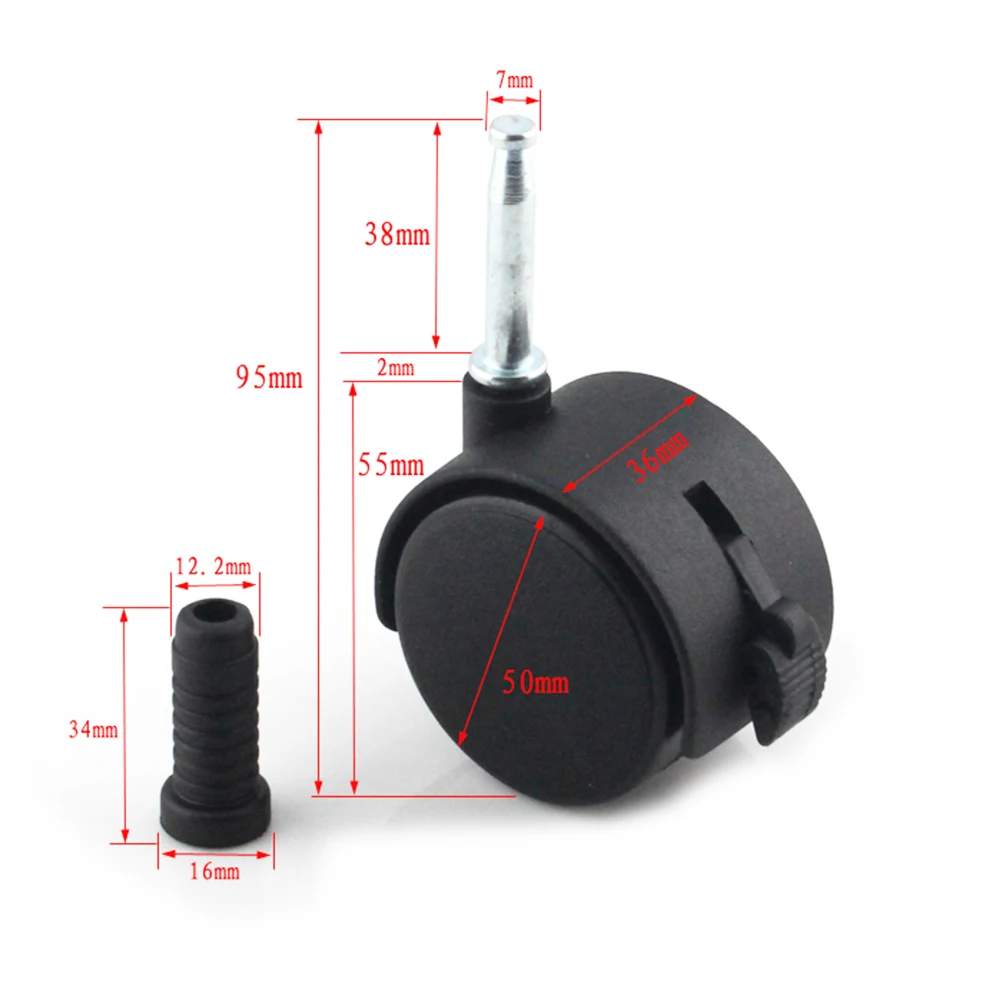 

2 Set Heavy Duty Caster Wheels 100 lbs Max Weight Fits Most Office Chairs 7mm x 38mm Stem Furniture Universal Castors Rolling