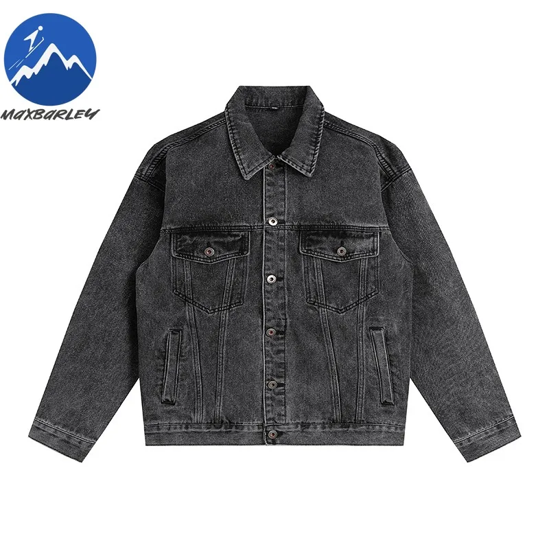 COMXZ Mens Cotton Denim Jacket 2025 Vintage American Fashion Motorcycle Jackets Premium Men Workwear Black Washed Denim Coat