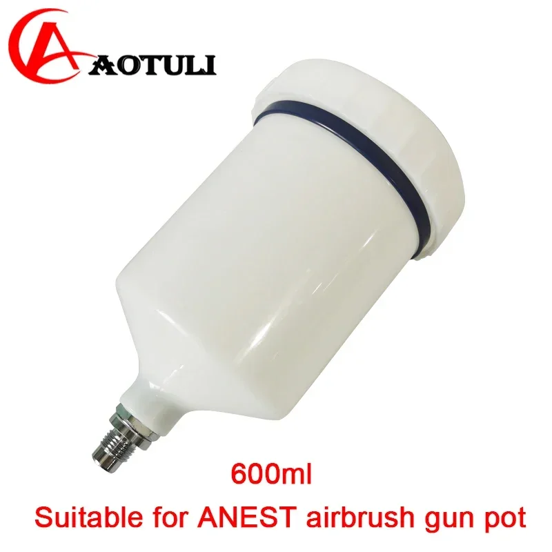 600ML White Plastic On-Pot Paint Cup for Japanese ANEST IWATA Spray Gun, Disposable Painting Consumable Accessory