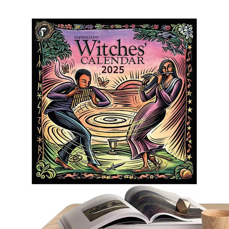 2025 Witches\' Botanical Calendar Book Wall Hanging Decorative Wall Art Creative Gift for Family Friends