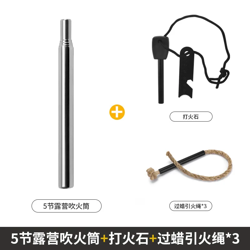 

New Outdoor Stainless Steel Blowing Fire Tube Ignite Three Piece Set Fire Tool Set