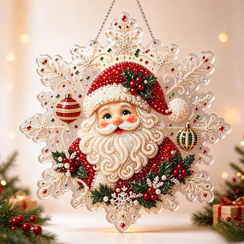 Jewelry Making Board - Weihnachts-DIY-Perlen-Diamant-Malerei-Sonnenfänger, runde Acrylplatte für 2D-Perlenbastelarbeiten, Fenster-
