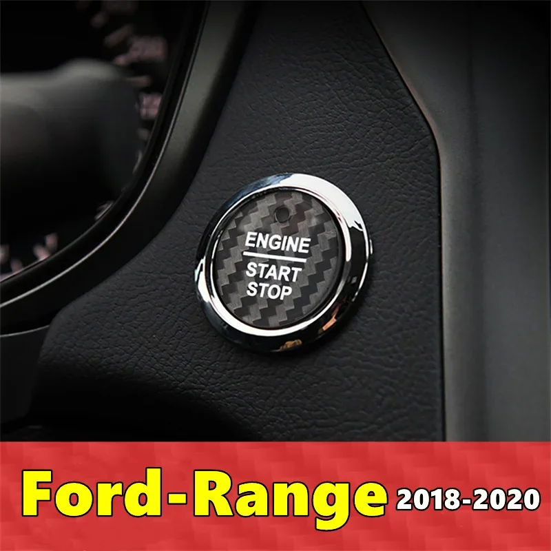 For Ford Ranger Car Engine Start Stop Button Cover Real Carbon Fiber Sticker 2018 2019 2020