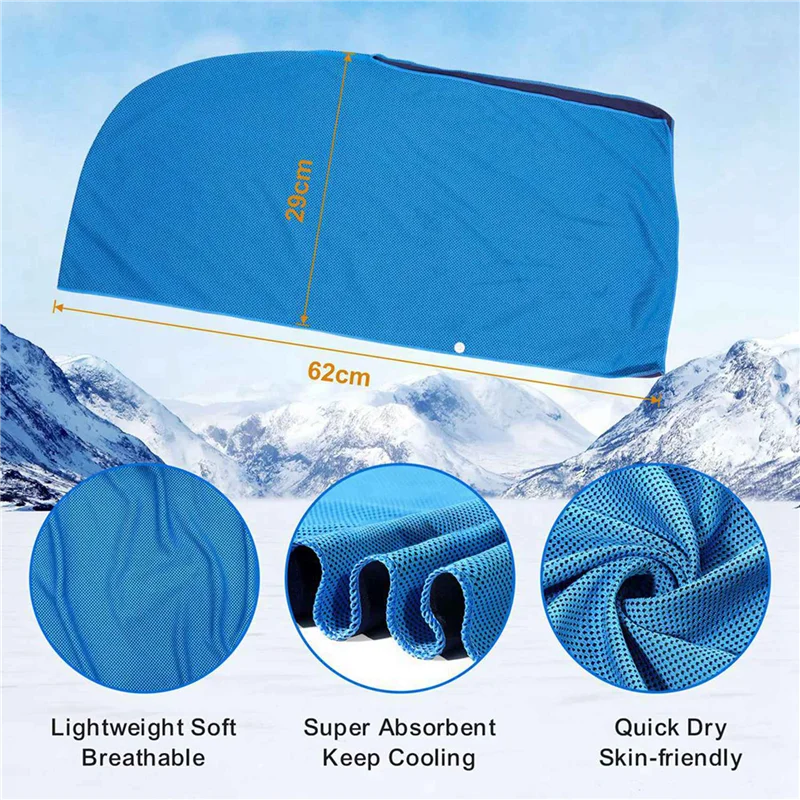 

2 охлаждающие полотенца с капюшоном, охлаждающие полотенца для шеи и лица, для сауны, йоги, кемпинга, тренировок, синий