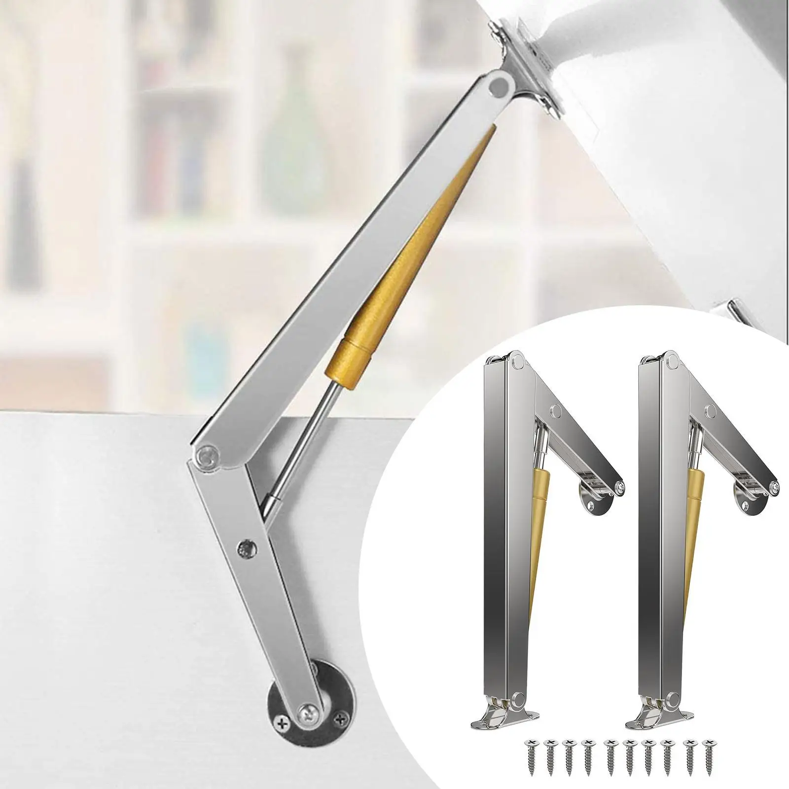 2x Gas Struts Closing Furniture Lift Support Hinges Hydraulic Lift for RV Toy Box Display Table Storage Box Trailer