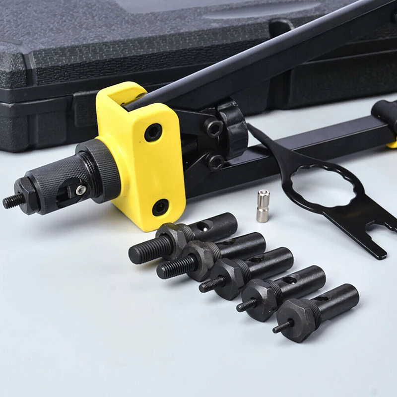 1set Manual Riveter Gun Pneumatic Hand Rivet Tool Kit Rivet Nut Threaded Drill Riveter Setting Tool Nut Kit M3 M4 M5 M6 M8 M10