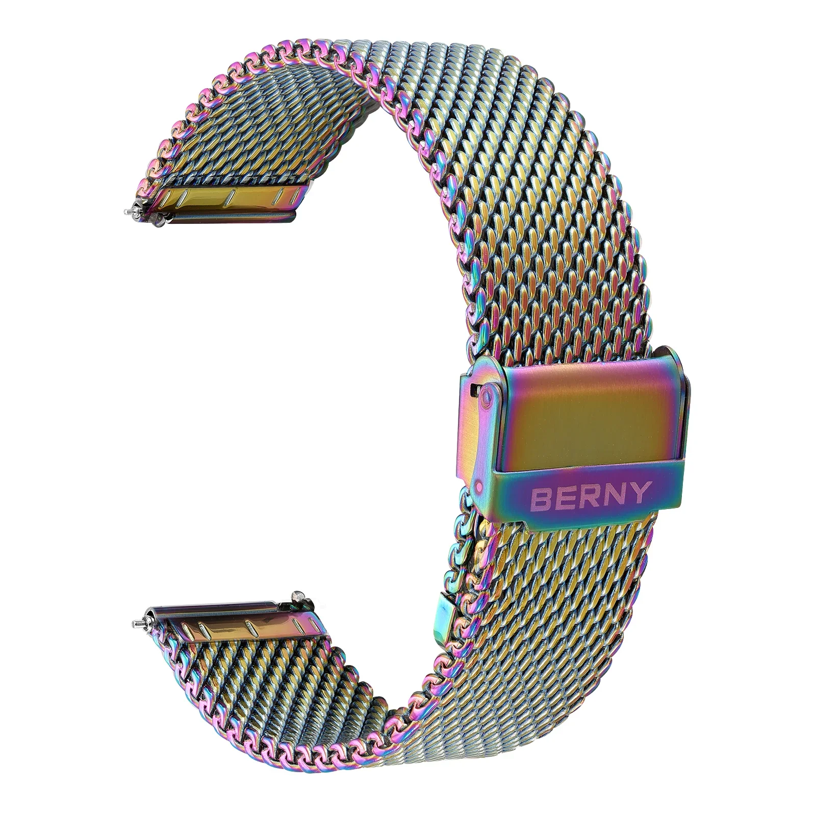 BERNY Uhrenarmband aus Edelstahl 304, bunte Uhr, ersetzt Band, hochwertig, raue 1,0 mm gewebte Haut, atmungsaktives Uhrenzubehör
