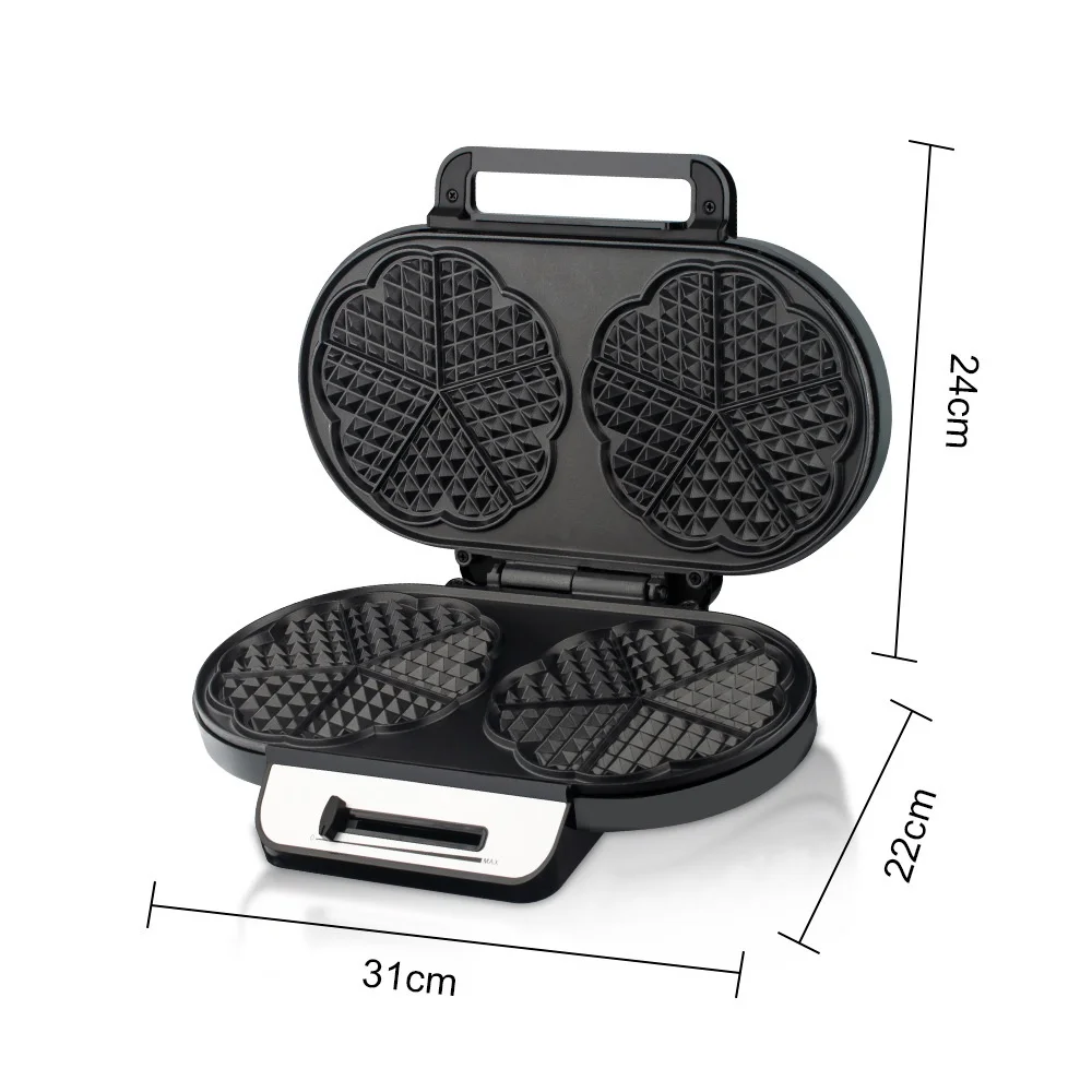 European 1200W Multifunctional Electric Stainless Steel Non-Stick Coating Breakfast Cake Sandwich Maker Heart-Shaped Waffle