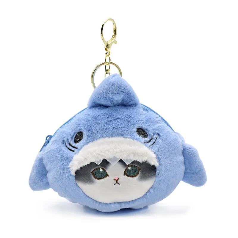 New Mini With Scented Shark Plush Coin Purse Cartoon Cute Sea Animal Shark Plush Portable Storage Coin Purse Headphone Bag