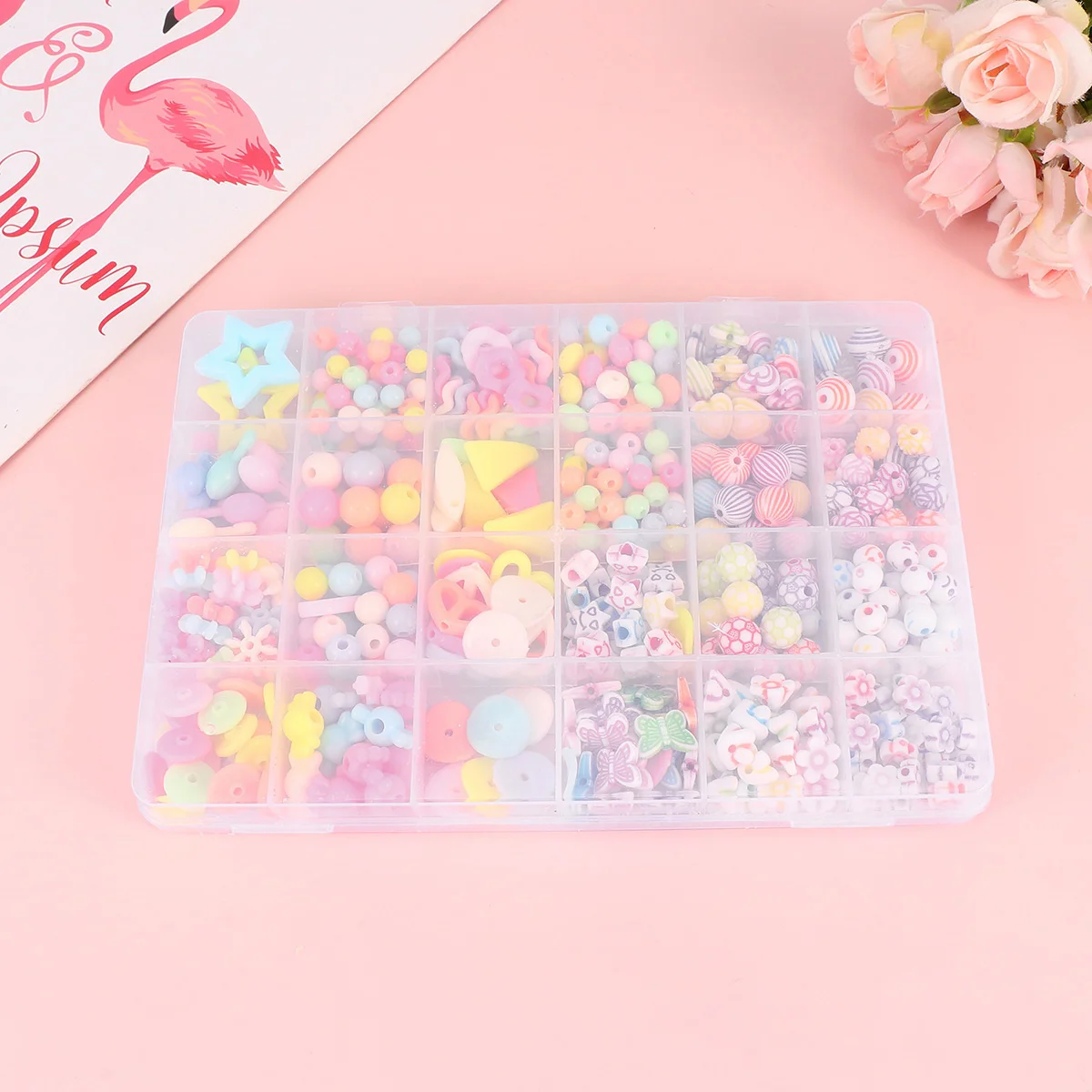 1 set 24 griglie 480 pezzi perline di plastica kit artigianale fai da te per bambini attività di apprendimento creazione di collane colorate fatte a mano