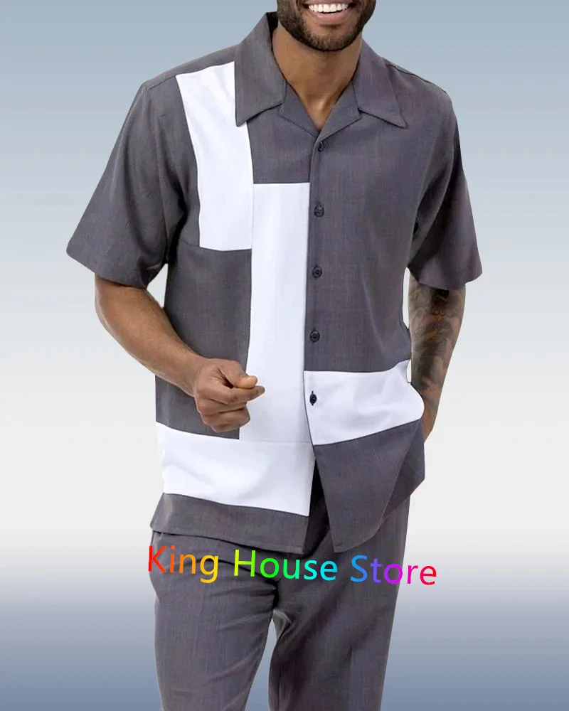 Men's Clothing Set 2 Piece Sets Shirt Men Outfits Summer Fashion Hawaiian Casual Button Short Sleeves Shirt+Shorts Pants Suits