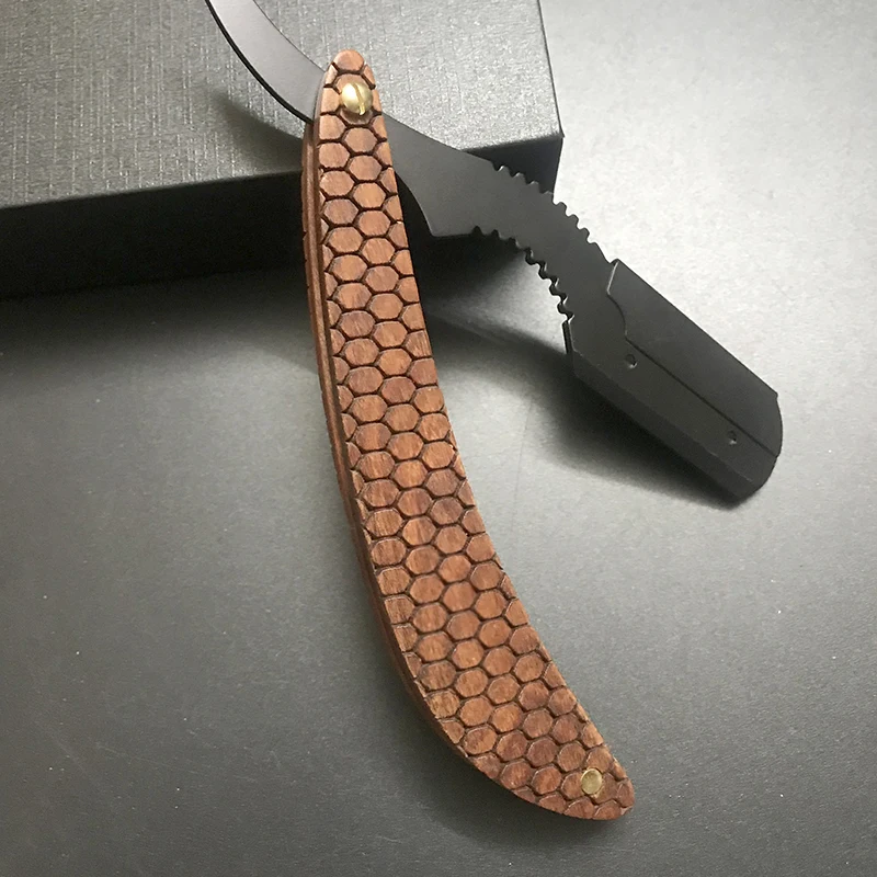 wood handle blade shaving razors professional manual barber shaver eyebrow razor men's replaceable blade shaving razor men gift