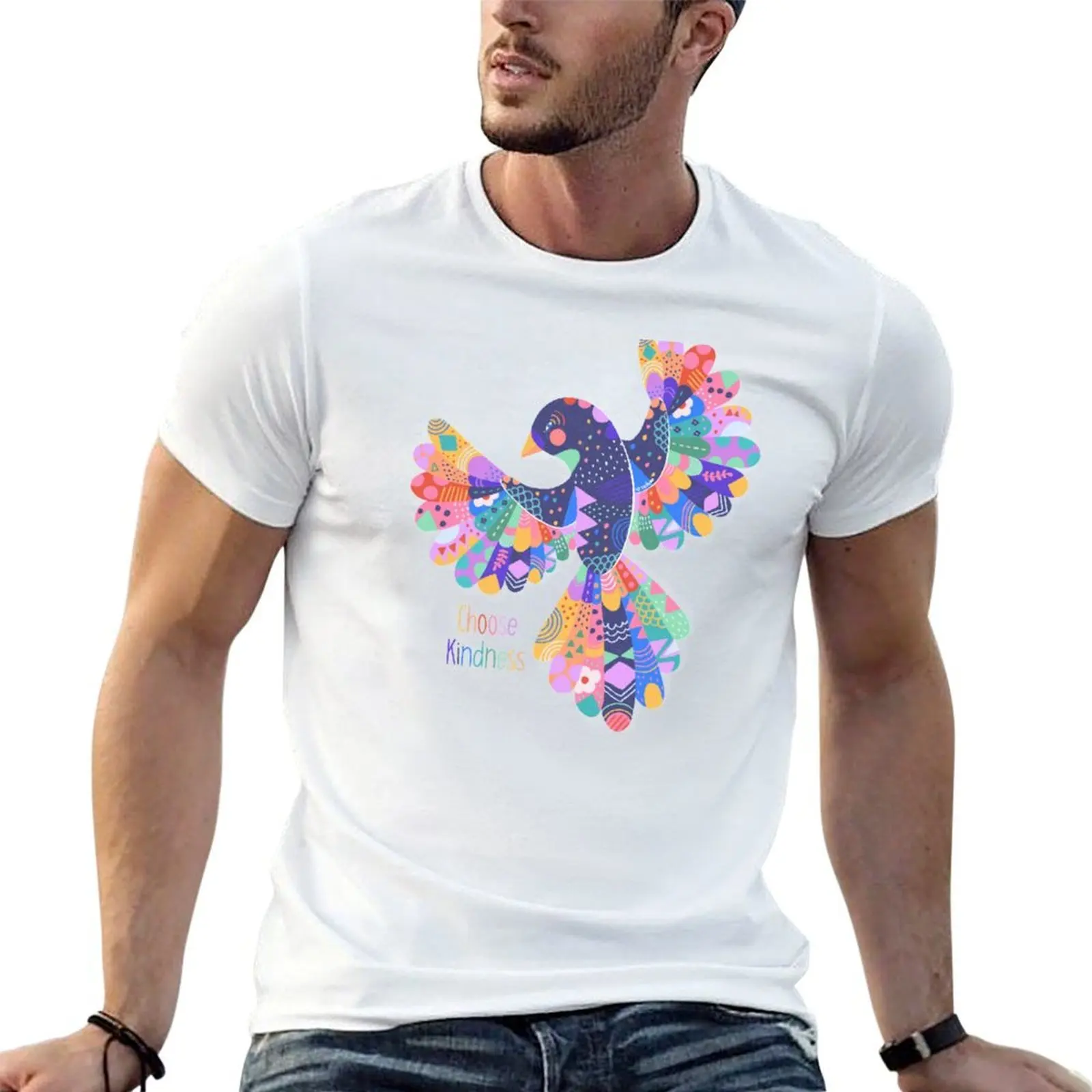 Choose Kindness Colourful Bird T-Shirt customs shirts graphic tee big and tall t shirts for men