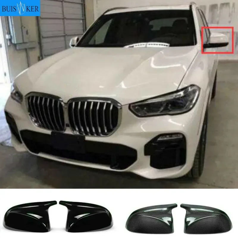 

Carbon Fiber Side Mirror Cover Cap For BMW X3 G01 2018 2019 X4 G02 X5 G05 X7 G07 horn Wing Rearview Case Shell Cover Replacement