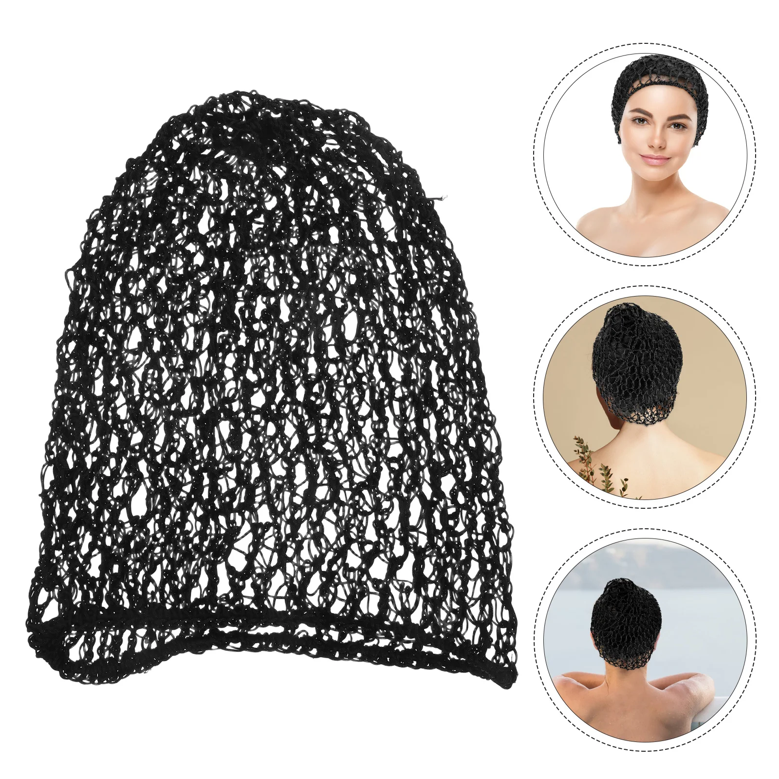 

Elastic Crochet Hairnet Snood Handmade Rayon Hair Net for Women One Size Stretchy Cover Sleep Hair Cap Blue Rayon Net