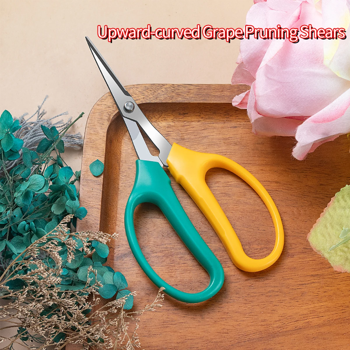 Multipurpose Garden Scissors, Heavy Duty Pruning Shears for Fruit & Grape Vine, Comfort Grip & Curved Blade Design