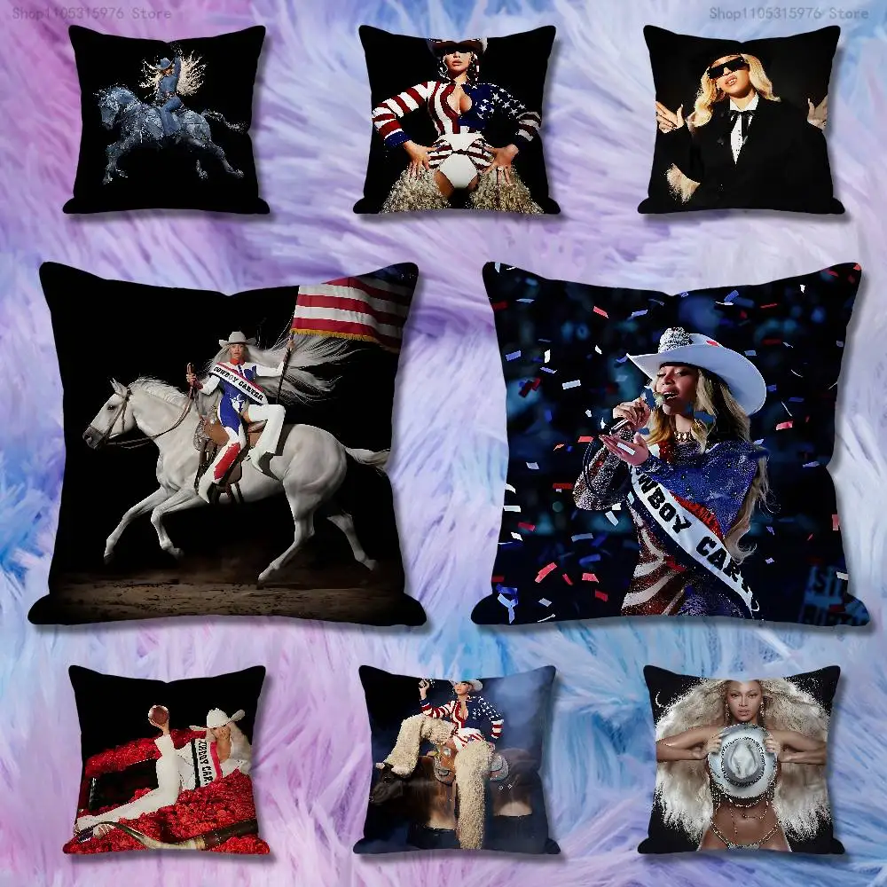 

B-Beyonces C-Cowboy Carter Anime Celebrity Merchandise All-Match Printed Pillow Case Sofa Car Office Room Decoration Protector