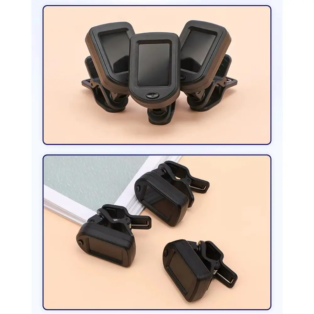 Clip on Mini Guitar Tuner Mini LCD Display String Instruments Tuner 360° Rotatable Rechargeable Clip-on Tuner for Guitar