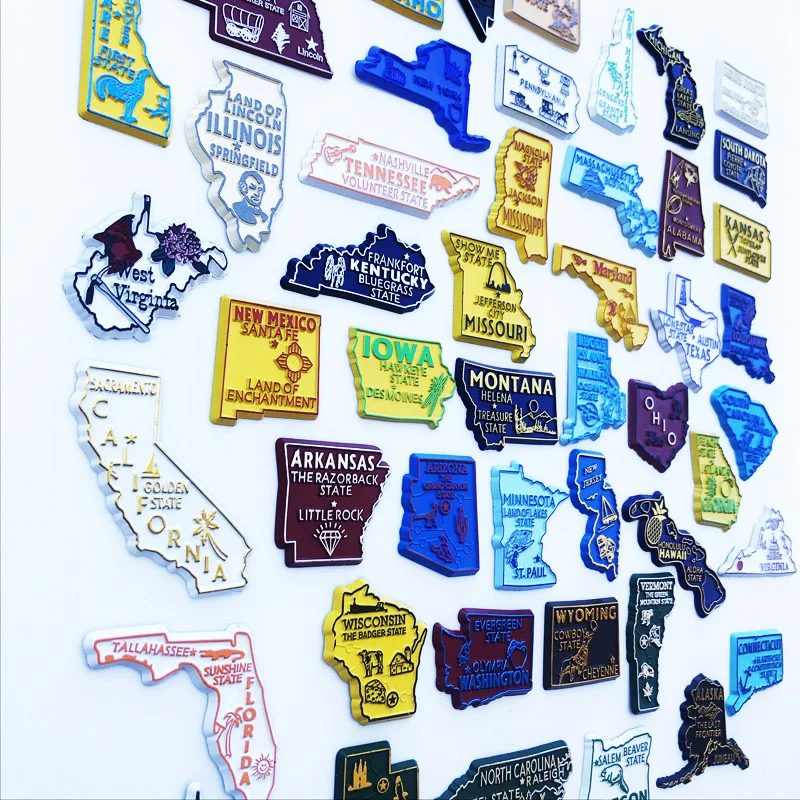 Creative Geography Map of US States Magnetic Message Stickers Memorial Crafts Gifts Decorative Stickers Refrigerator Stickers