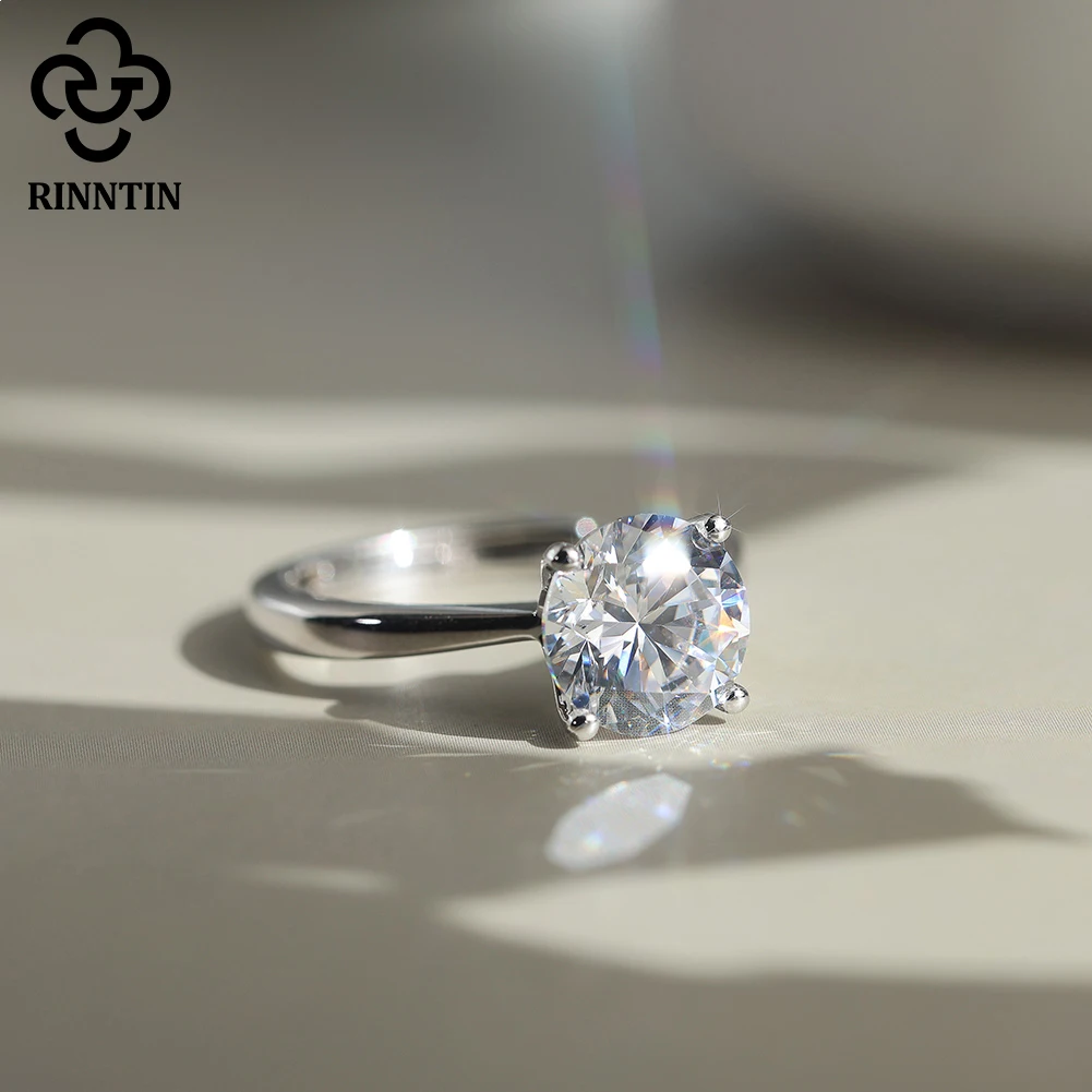 

Rinntin 925 Silver Certficate Original Solid Moissanite Ring For Women 1-4ct Luxury Jewelry Engagement Gift Trendy 2025 SMOR03