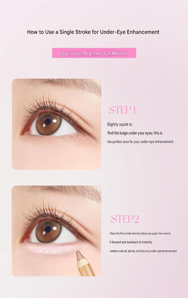 QXQY 3D Unter-Augen-Highlighter-Stift Wasserfest Verwischungsfest Langanhaltend Multifunktionaler Eyeliner Aufhellender Aegyo Sal Make-up-Stift – Detail 24