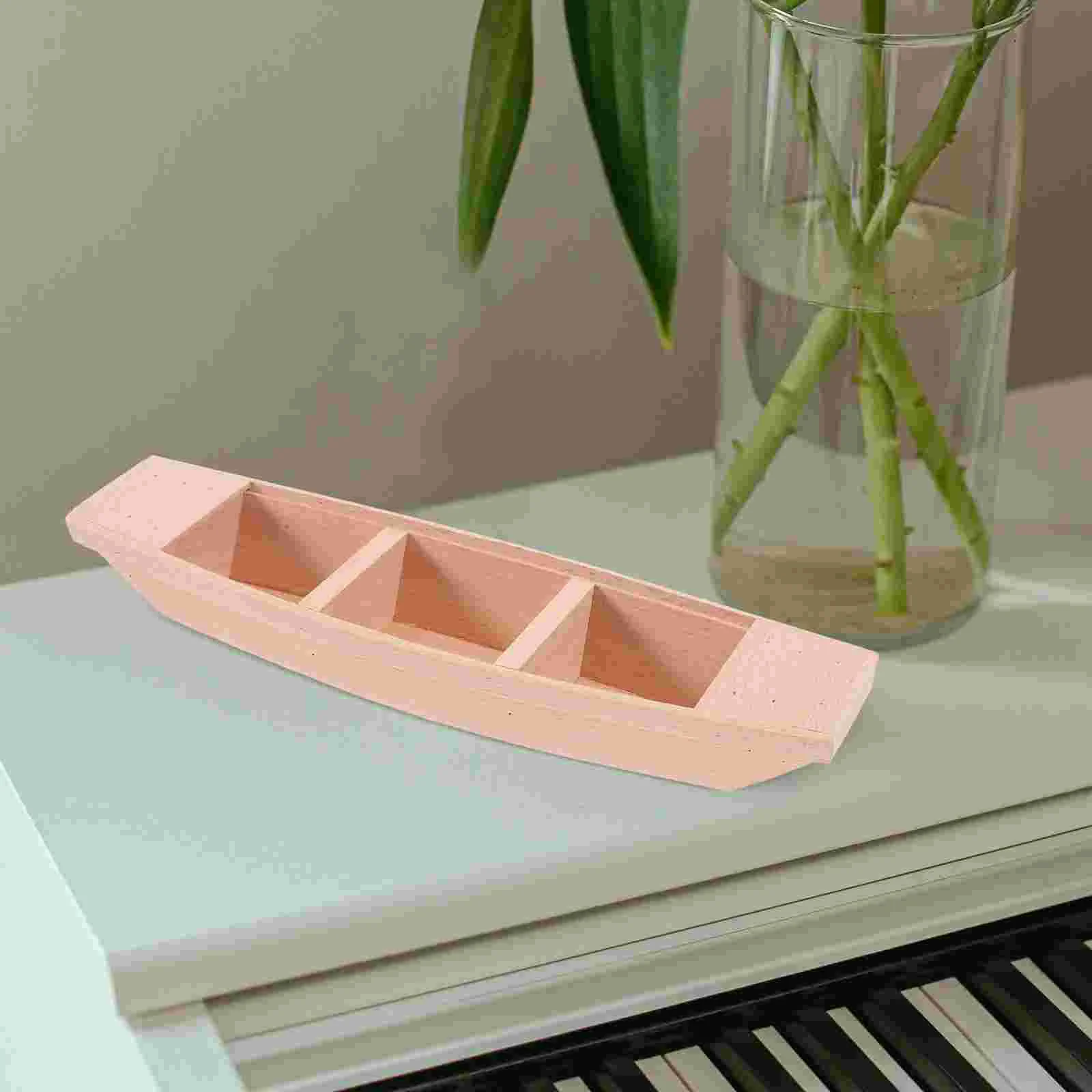 Miniature Wooden Boat Fairy Garden Decors Decorate Models Ornaments Fishing Toy Set Statues Micro Landscape Supplies