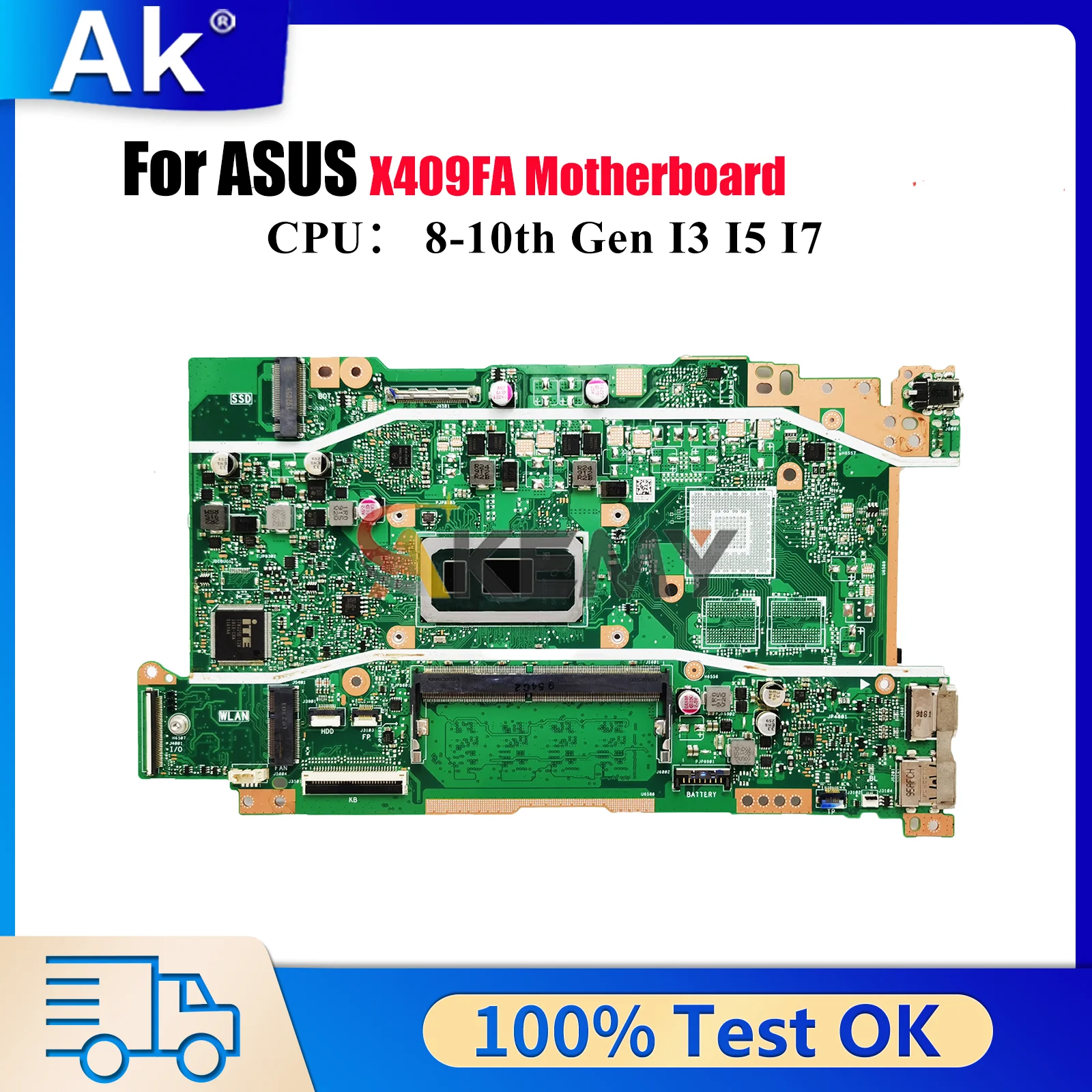 

X409FA Материнская плата для ноутбука ASUS X409F X509FAC X509FL Y4200F F409F X509FB A409F X509FJ Материнская плата с процессором I3 I5 I7 100% тестирование