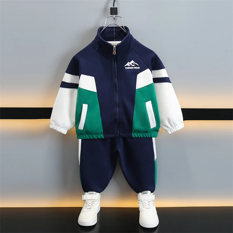 

Весенне-осенние детские комплекты для мальчиков 2–10 лет, повседневное пальто на молнии и штаны, костюмы из 2 предметов, модная детская одежда, комплекты одежды для мальчиков