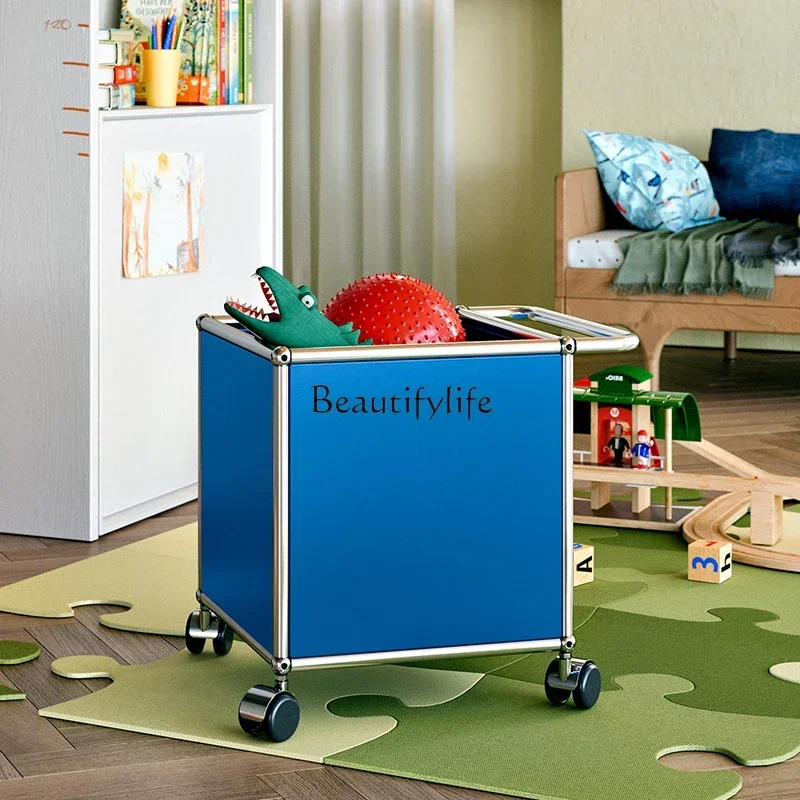 

88..Italian Nordic removable toy storage cabinet with pulley household storage trolley