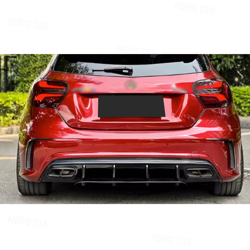 Carbon Fiber For Mercedes Benz A Class W176 A250 A260 A45 2013-2019 Car Rear Bumper Lip Diffuser Spoiler Parts Body kit