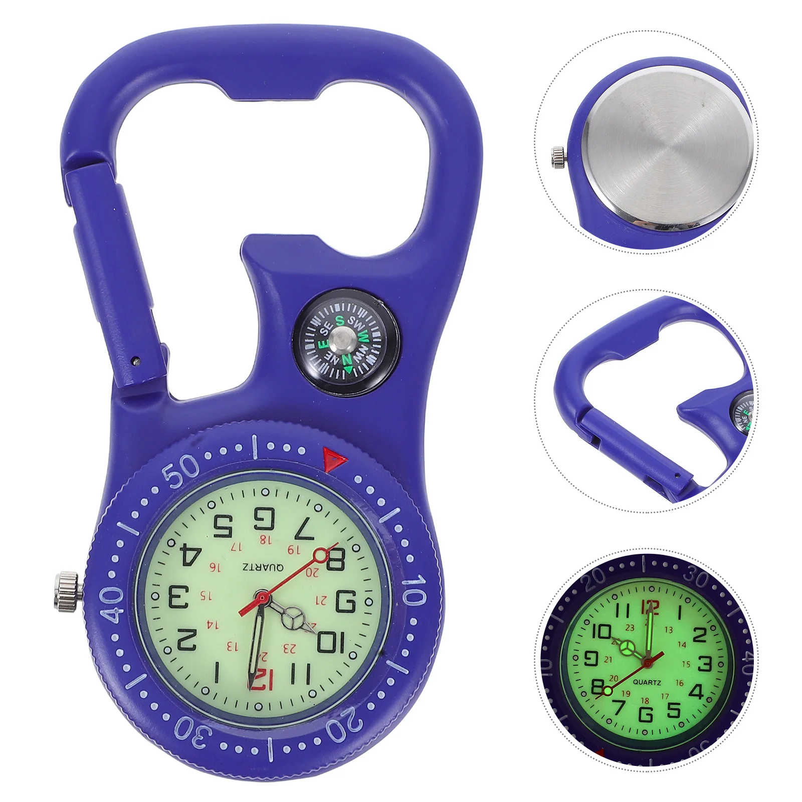 

Compass Carabiner Watch Bottle Opener Sports Clip-On Blue Luminous Nurse