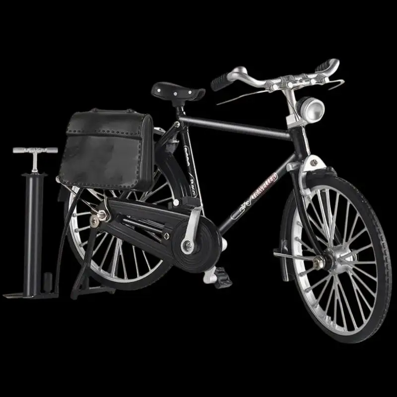 Authentic 1:10 Diecast Metal Bicycle Model, Retro Inspired Miniature Mountain Bike With Inflation Pump Fun Toy Gifts
